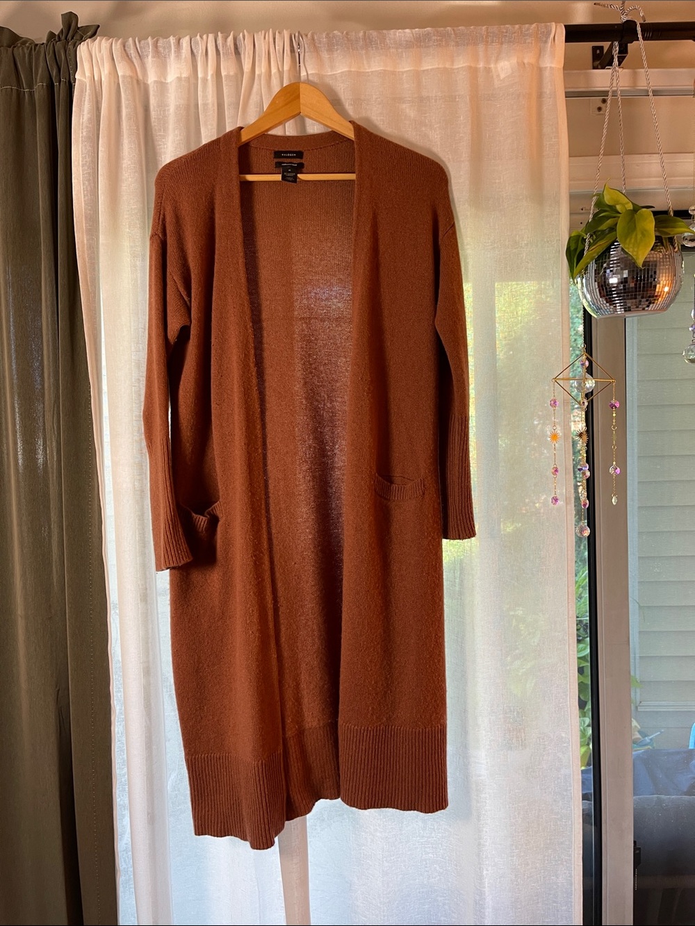Halogen Rust Brown Open-Front Knit Cardigan